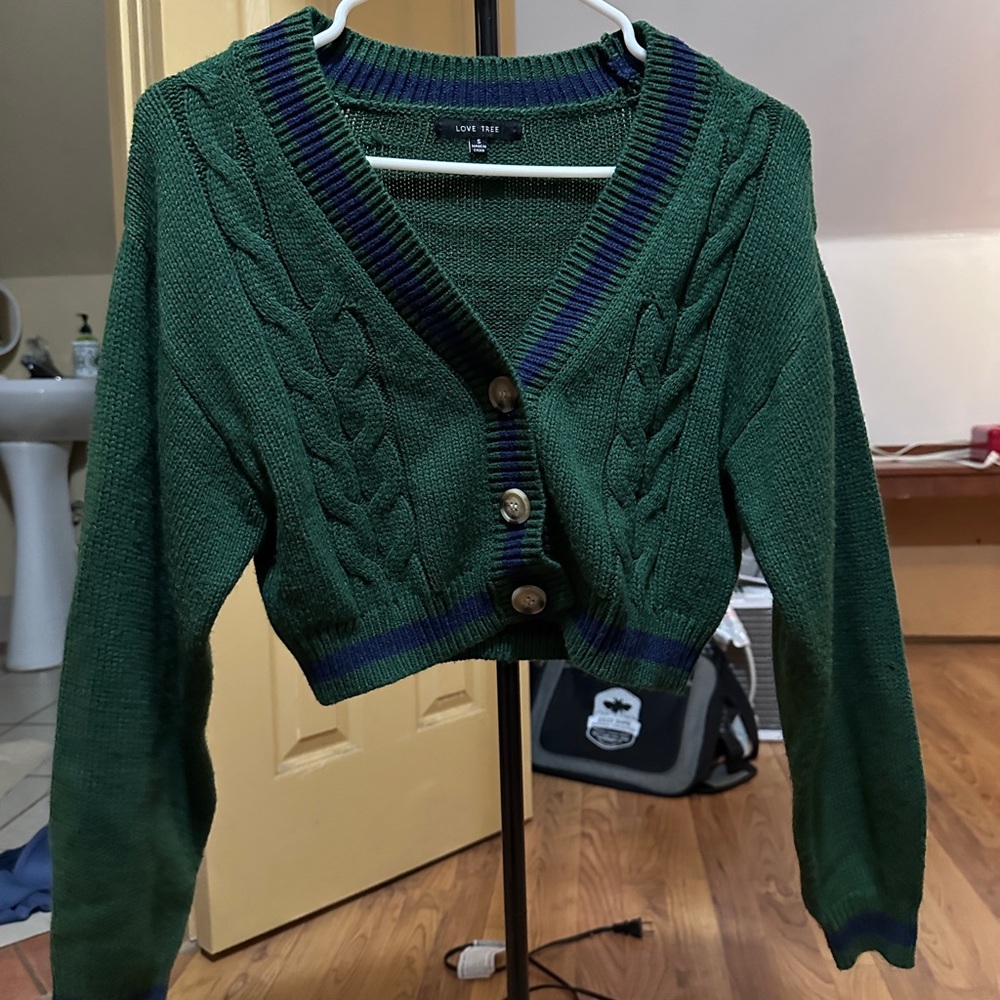 Green Cable Knit Sweater